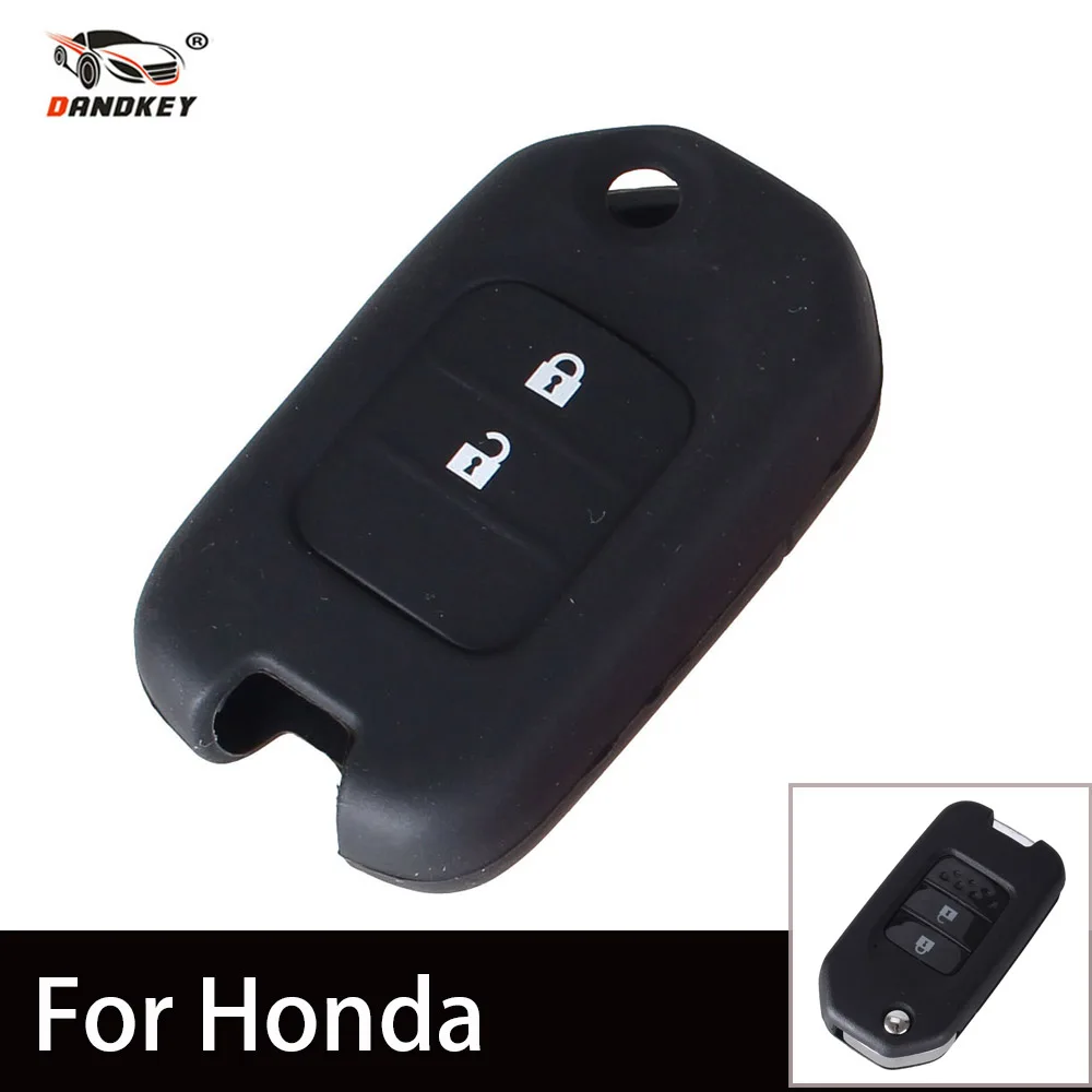 

DANDKEY Key Cover Silicone Case For Honda CRV New Accord Car Remote Key 2 Buttons folding Flip Fob Protector Case