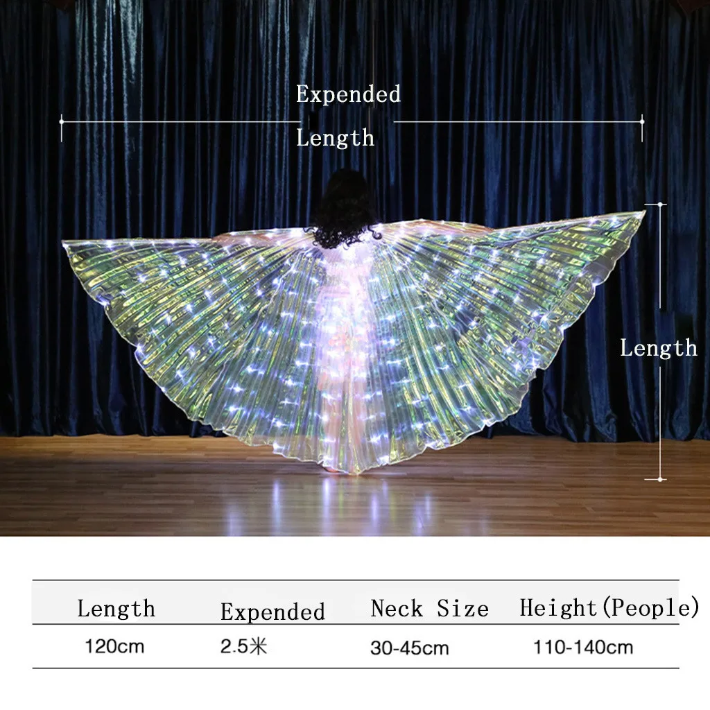 Детский светодиодный костюм для танца живота с крыльями бабочки, светящаяся одежда для выступлений, танцевальный костюм