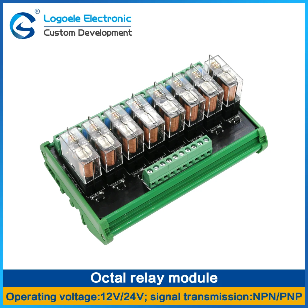 8 channel relay module eight panels driver board module DC 12V 24V input signal NPN PNP