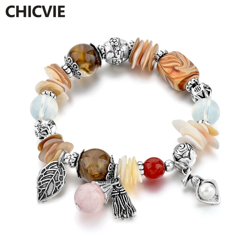 

CHICVIE Femme Vintage Boho Jewelry Flower Bracelets & Bangles For Women Beads Charm Crystal Bracelet Bijoux Ethnic SBR170039