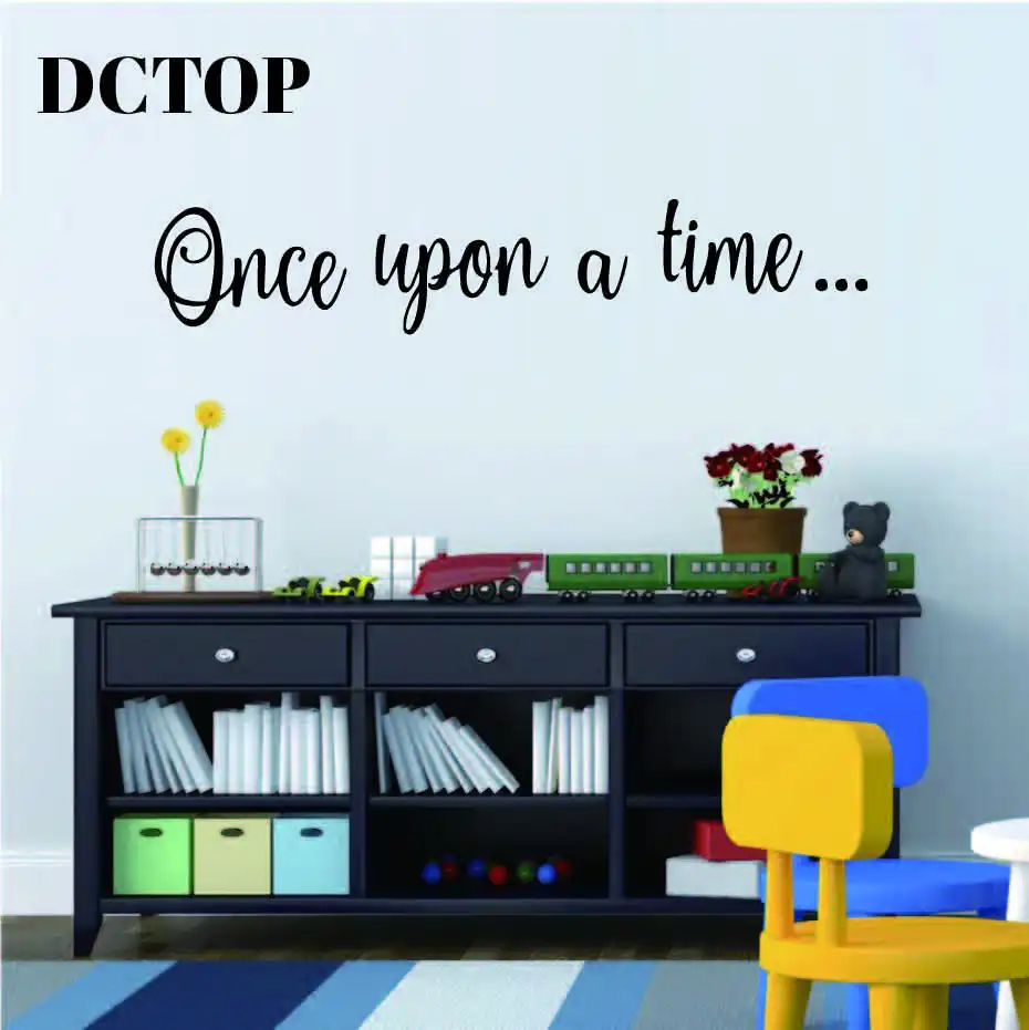 Once Upon A Time Wall Sticker Fairy tales Quote Decals for Children's Kids Room Bedroom vinyls Wall Art Home Decorative Mural (4)