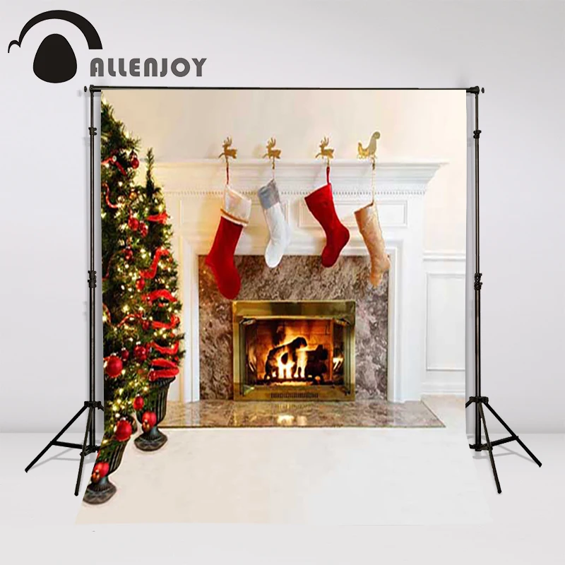 Allenjoy Рождественский фон для фотосъемки Рождественская елка камин