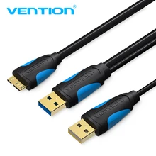 Vention Micro USB 3,0 Dual USB с кабелем питания папа-папа супер скорость 5 Гбит/с Синхронизация данных USB кабель для HD samsung телефон