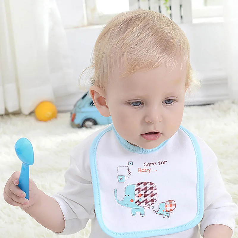 2 Colors Cartoon Pattern Cotton Baby Bibs Toddler Bibs Health Babador