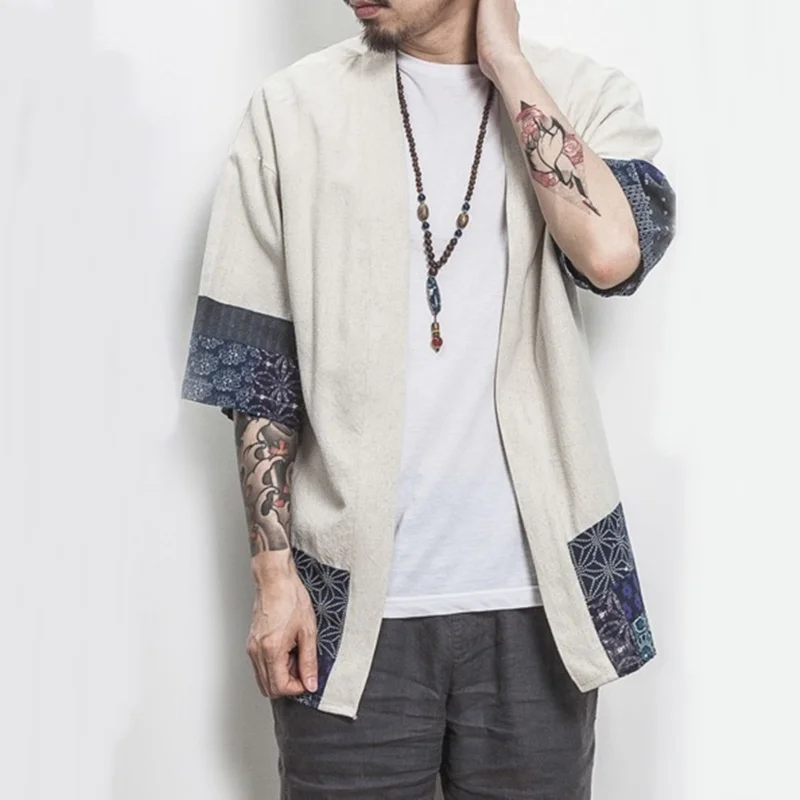 Kimono men yukata shirt samurai clothing costume mens haori karate Japanese streetwear clothing Japanese kimono traditional T466