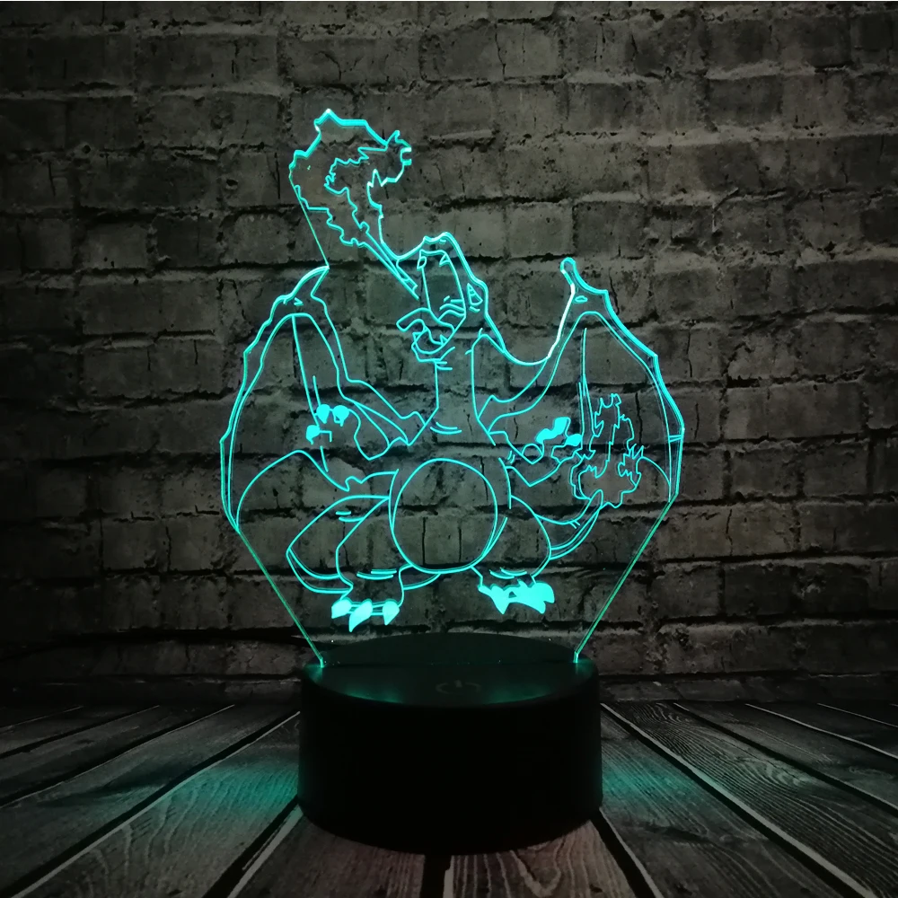Новинка мультфильм Покемон Charizard 3D лампа USB Ночник светильник Salamence светодиодный
