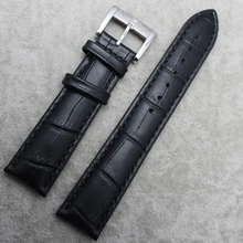 Alligator Grain Leather Stainless Steel Clasp Watch Band Strap For Brand Free Shipping