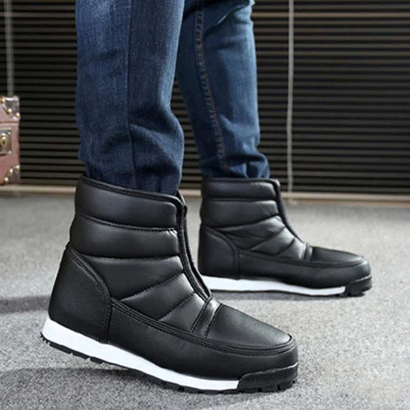 

Quanzixuan Men Winter Shoes Waterproof Non-slip Men Snow Boots Platform Warm Ankle Boots Men Work Shoes Plus Size 36-45