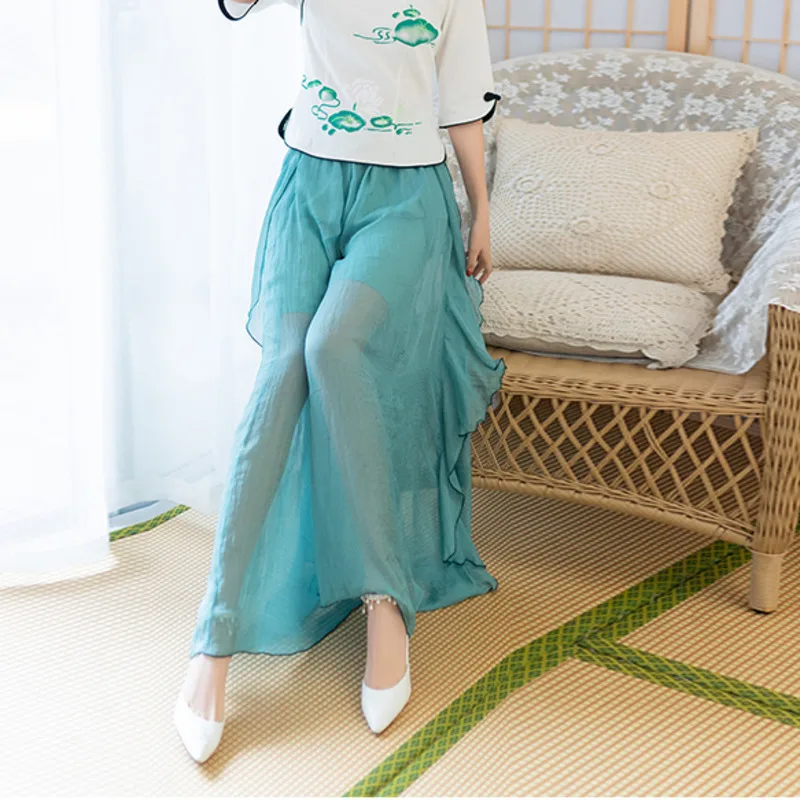 #0673 Light Blue Asymmetrical See Through Wide Leg Pants Women High Waist Beach Pants Ladies Vintage Ladies Trousers Vintage #0673 Light Blue Asymmetrical See Through Wide Leg Pants Women High Waist Beach Pants Ladies Vintage Ladies Trousers Vintage