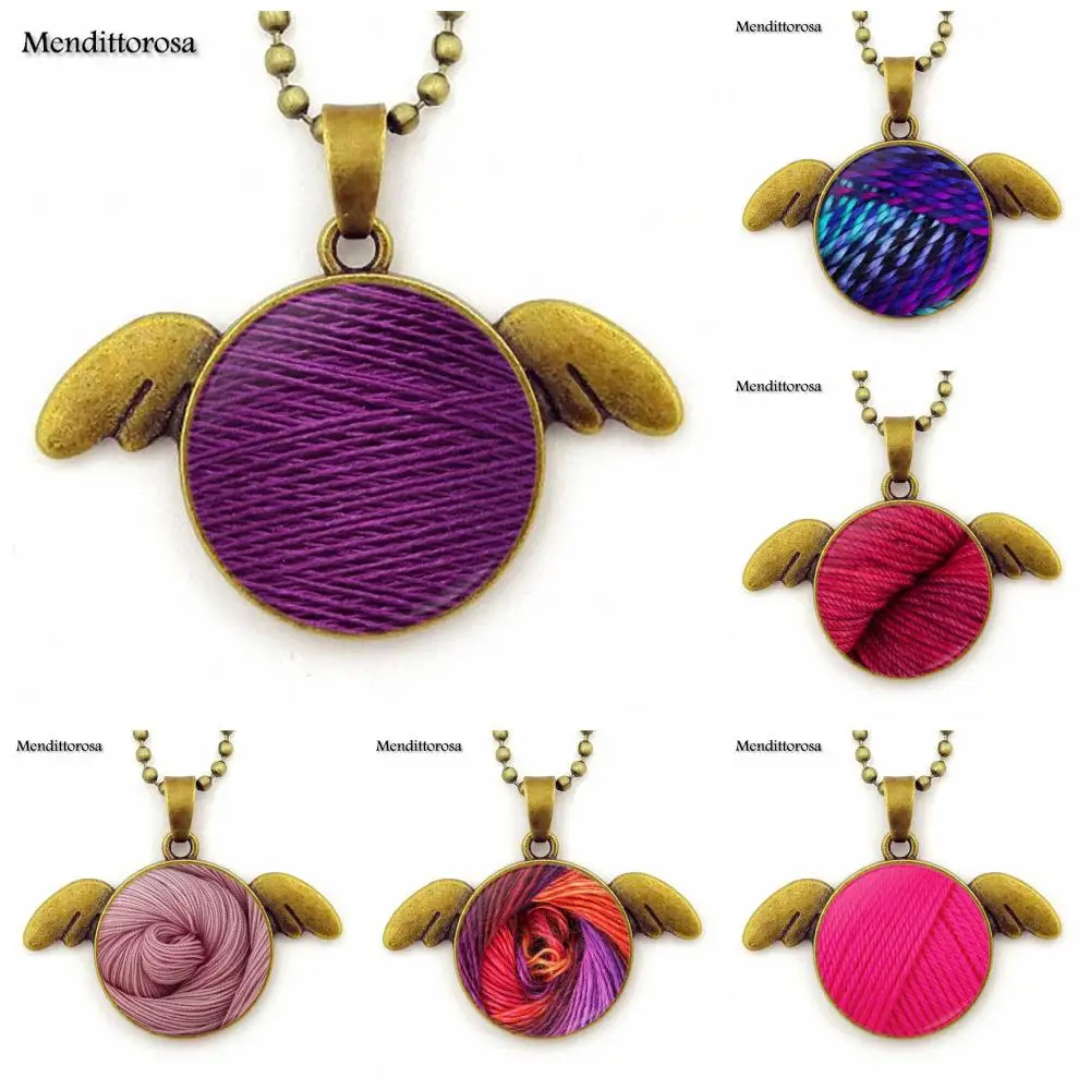 

For Lovers Best Friendship Yarn Luxury Brand Jewelry With Bronze Plated Glass Cabochon Choker Angel Wings Pendant Necklae