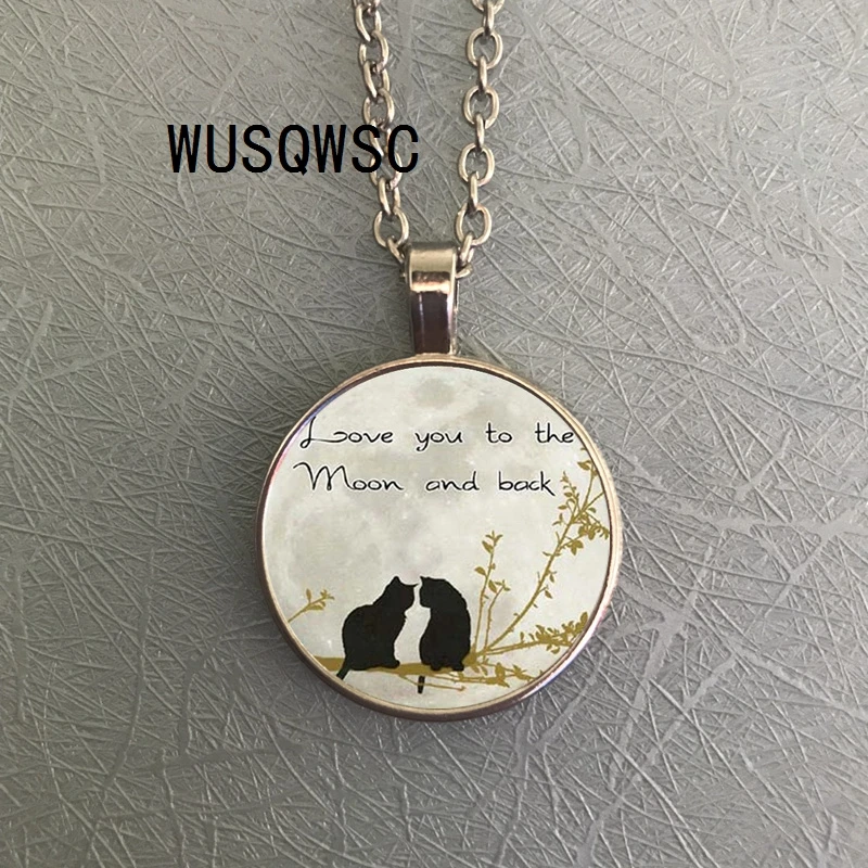 

WUSQWSC 2018 / hot sale, new hot sale I love you to the moon and the back cute pendant of the cat couple necklace.