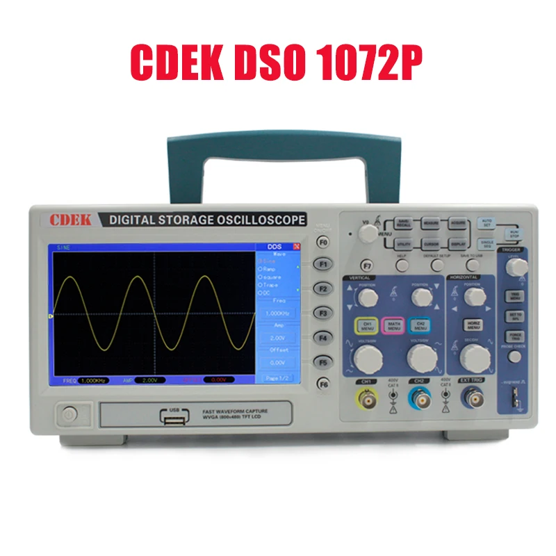 CDEK DSO1072P Осциллограф 2 канала 70 МГц Портативный осциллограф цифровой USB ЖК