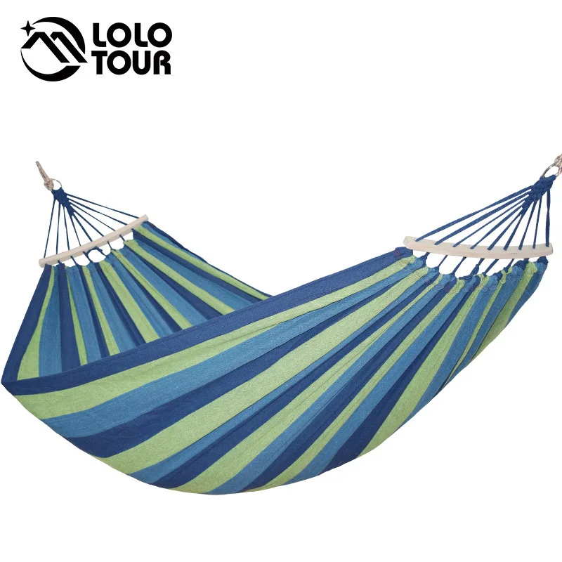 Curved Wood Stick Canvas Hammock Bar Swing Sleeping Bed Portable