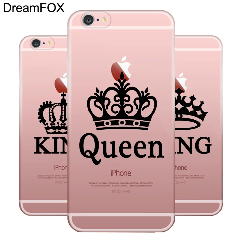 DREAMFOX N093 King queen Корона Мягкий ТПУ силиконовый чехол для Apple iPhone XR XS Max 8X7 6 S плюс 5 5S SE 5C