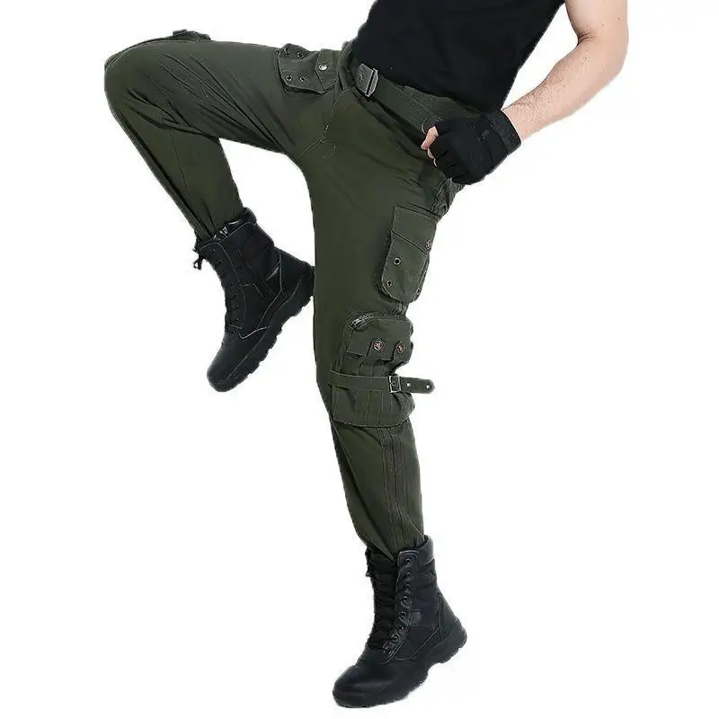 

NEW US Knight Multi Pocket Cargo Trousers Zipper Camouflage Pants Army Green Outdoors Uniform Men Military Camping Long Pants