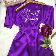 Изготовленный На Заказ будущая миссис блестящие свадебные туфли подружки невесты; атласная пижама халаты фрейлина халат кимоно халаты вечерние свадебные сувениры