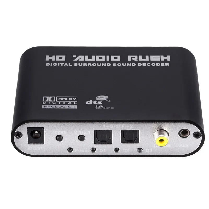 Оптический SPDIF 3,5 AUX коаксиальный цифро-аналоговый 6 RCA HD аудио Раш 5,1 декодер AC3 DTS Dolby преобразователь усилителя объемного звука