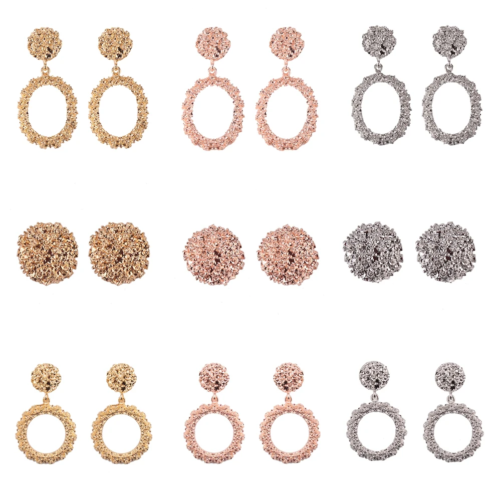 

Girlgo 2019 Trendy Metal Round Drop Dangle Earrings For Women Combined Vintage Maxi Statement Earrings Christmas Party Jewelry