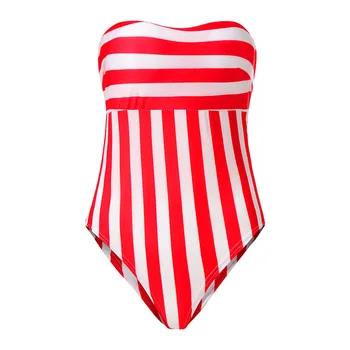 

sexy Women's striped backless one-piece backless halter off shoulder Push up Padded Bra bearwear Swimwear Set 40mr15