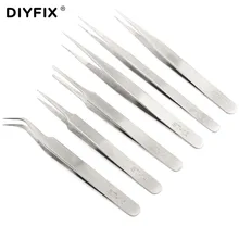 DIYFIX 6 sztuk/zestaw precyzyjne ze stali nierdzewnej elektroniczny pincety zestaw antypoślizgowe Anti-static zbieranie kleszcze narzędzia do naprawy telefonu zestaw