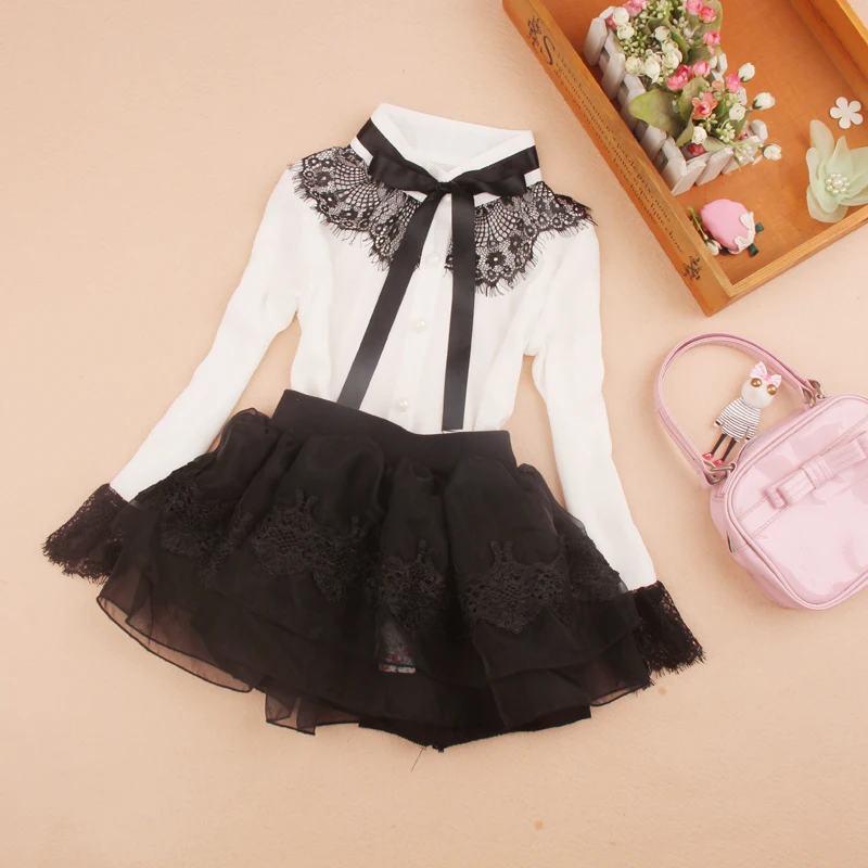

Girls School Blouses 2019 Spring Children Clothing Kids Baby Girl Clothes Child Shirt Lace Patchwork Chiffon Blouse Blusas 2-16Y