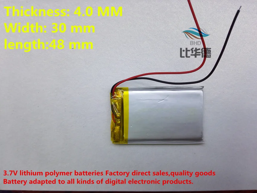 

(free shipping)Polymer lithium ion battery 3.7 V, 403048 can be customized wholesale CE FCC ROHS MSDS quality certification