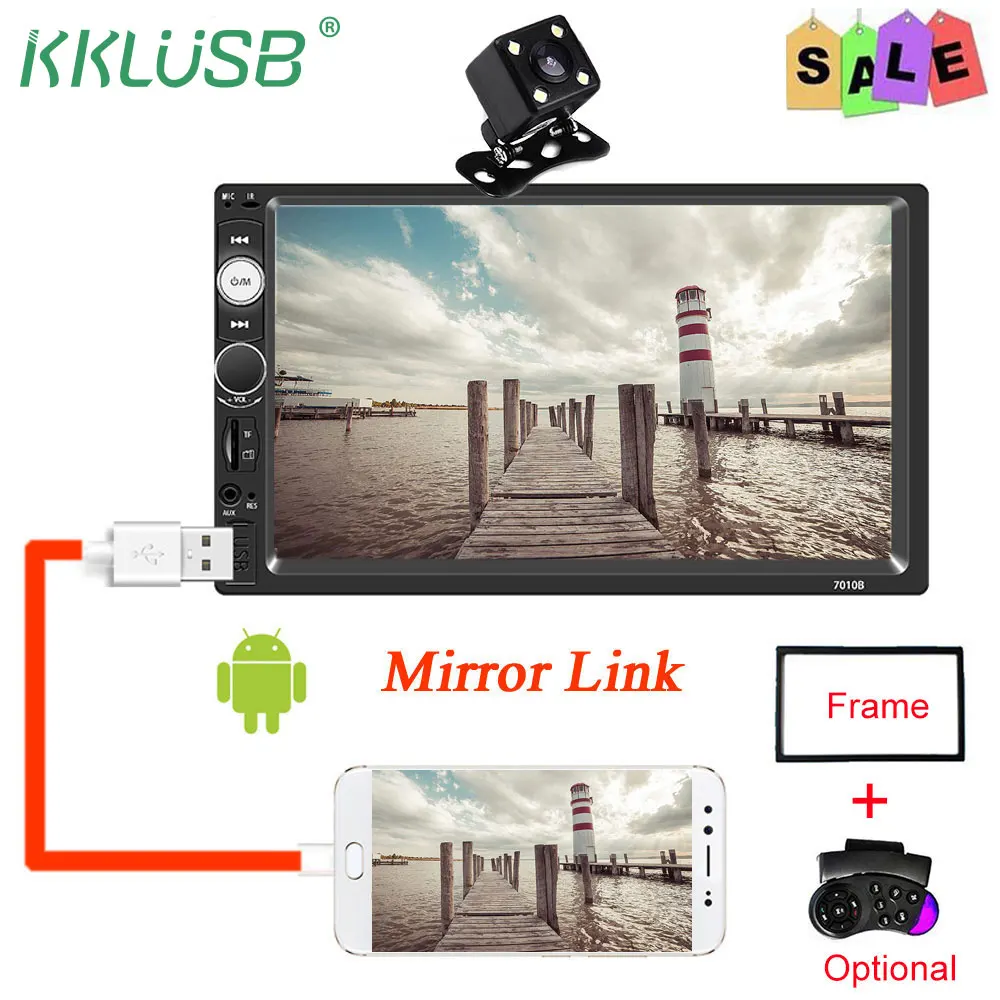 2 din Autoradio 7010b HD 7"Touch Screen Bluetooth Radio Mirror Link USB Rear View Camera Car