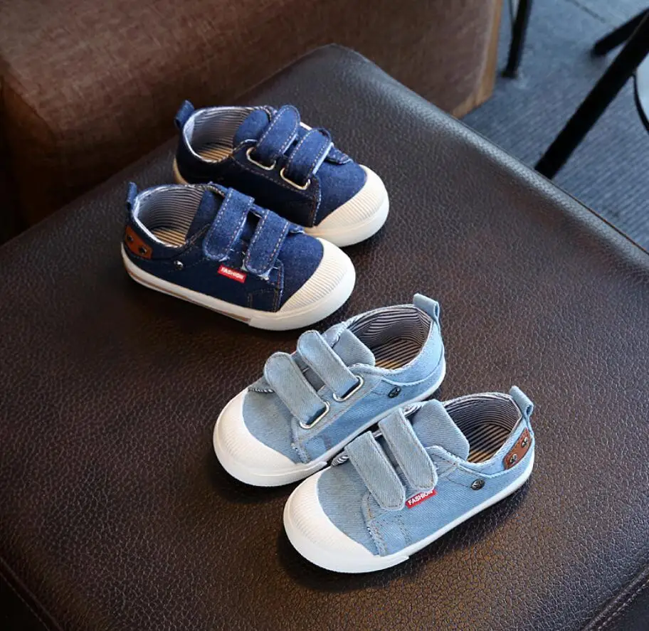 

Spring Children Denim Canvas Shoes Male Female Child Casual Sneakers Low Baby Solid Cotton-made Sport Shoes Kids Boots