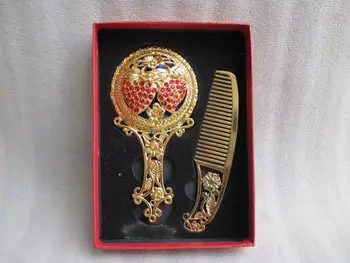 

Chinese ancient Tibet copper.The bead comb mirror decoration/5