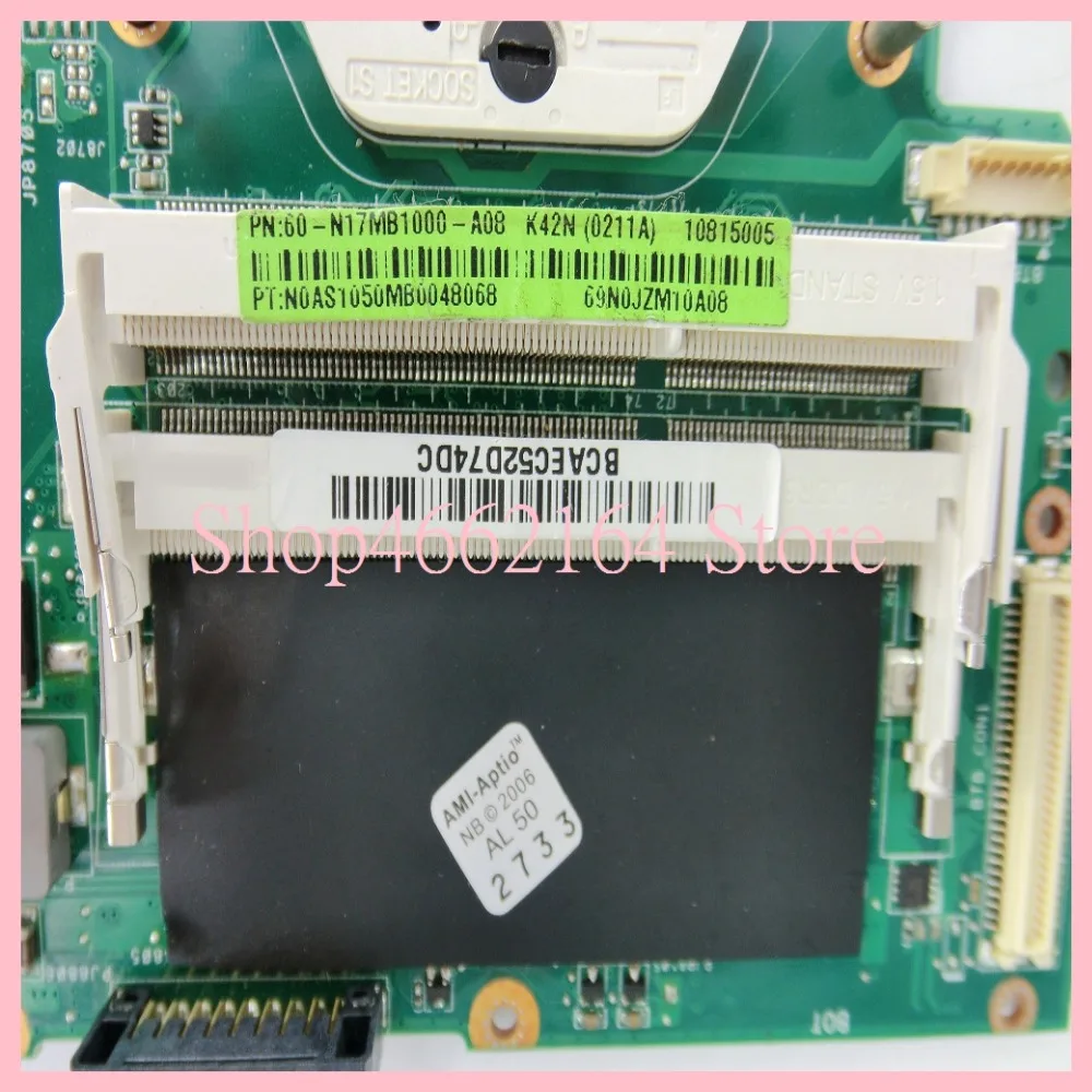 90% OFF  K42N motherboard REV1.0 For ASUS A42N X42N K42N Notebook mainboard Non Integrate DDR3 K42N Laptop m