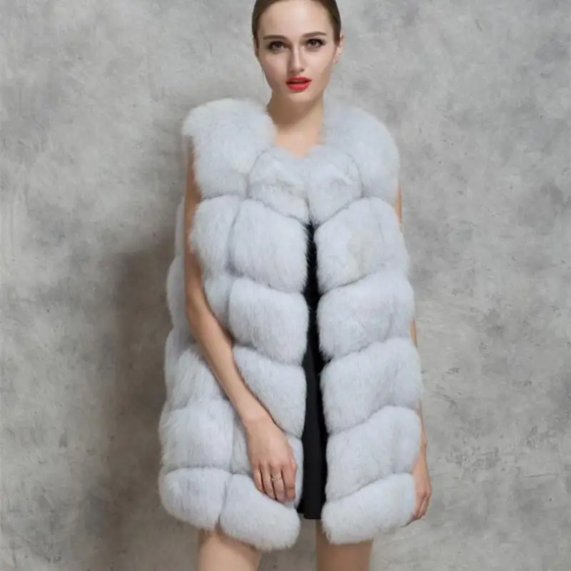 

Faux fox fur autumn and winter vest jacket women 2019 fashion high quality warm women long fur coats Outwear modis Direct sales