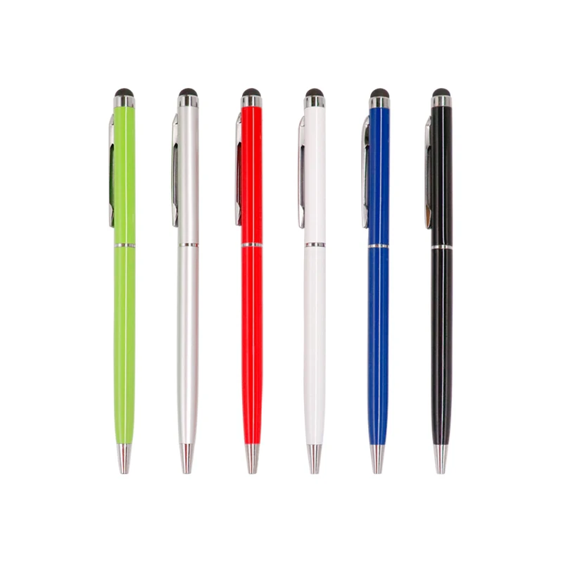 5pcs Rotating Ballpoint Pen Ipad Screen Touch Stylus Pens 0.7mm Black