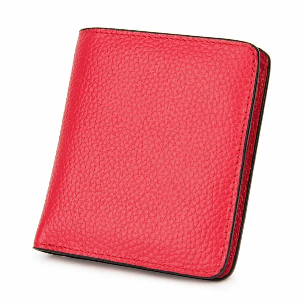 Женский RFID блокирующий кожаный кошелек дизайнерский женский Portomonee маленький кошелек для монет качественный Тонкий Карманный Кошелек держатель для карт - Цвет: Red