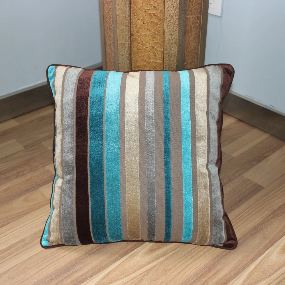 VEZO HOME multi stripes flocking velvet sofa cushions cover home decorative throw pillows cover