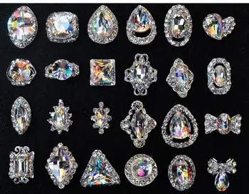 

NEW Factory Direct 100pcs Metal Glass Strass de Cristal Nail Art 3d Nail Decoration Metal Rhinestone for Nails DIY