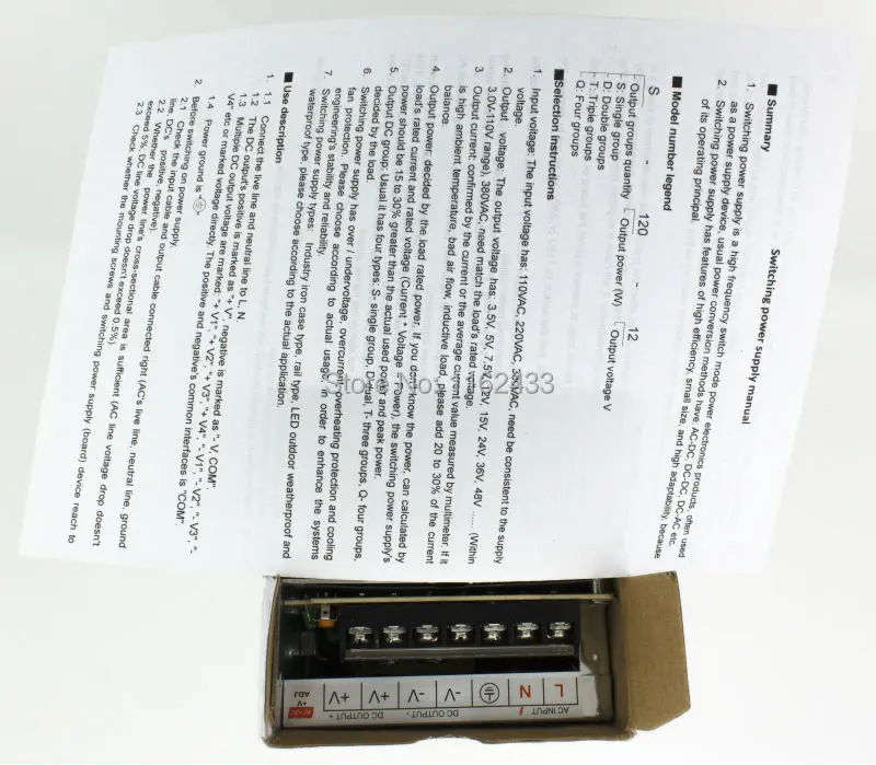 S-120-12 120W 12VDC 10A Одиночная группа импульсный источник питания AC 110 V/220 V к DC 12V