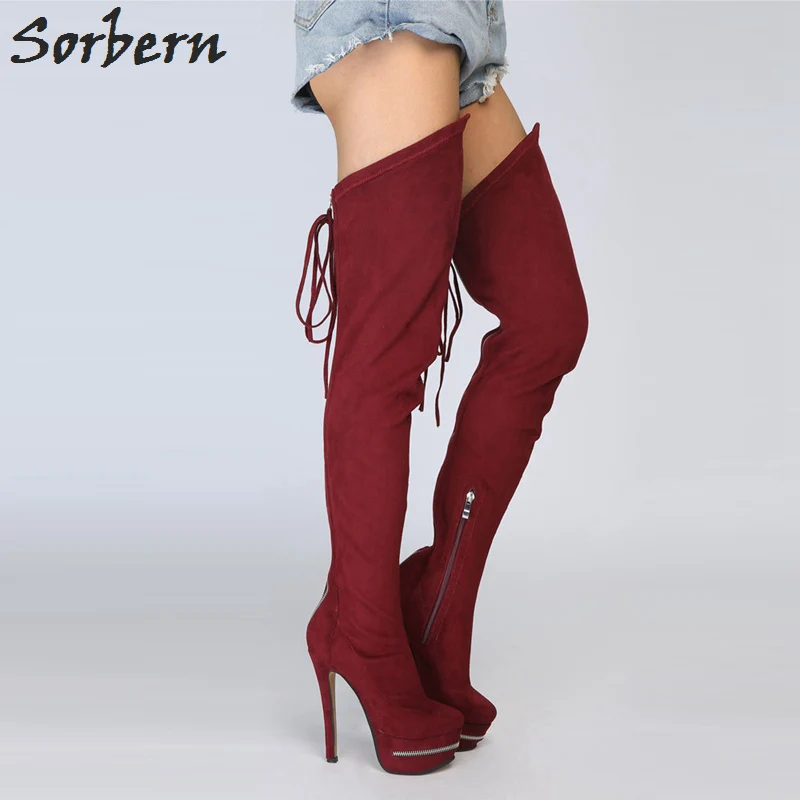 wide calf high heel over the knee boots