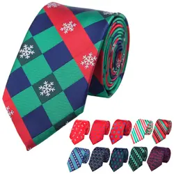 Мужской галстук Классический Рождественский узор печати галстук фестиваль вечерние полосатые галстуки