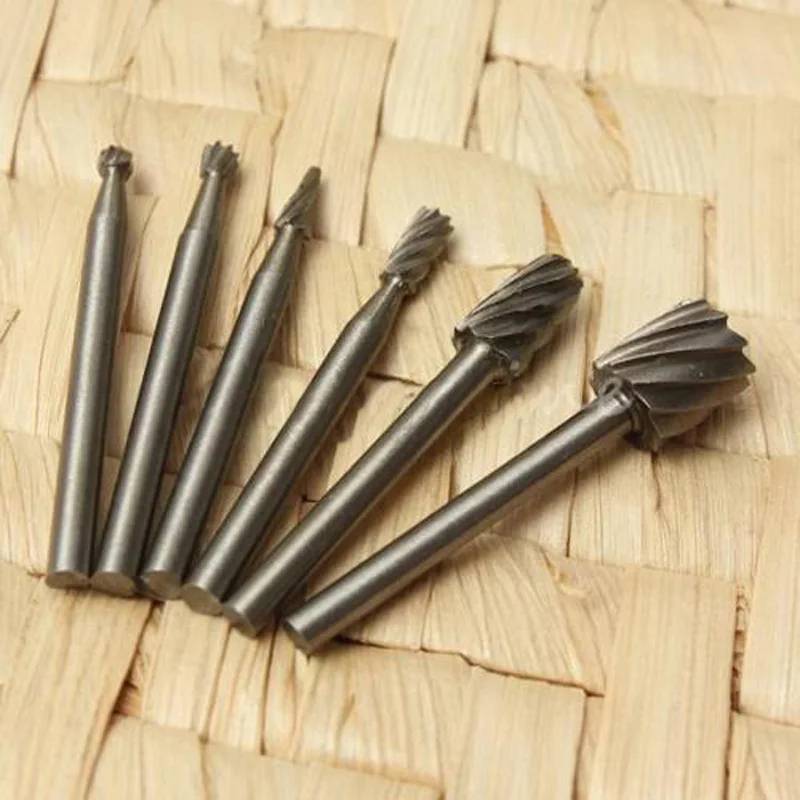 

6pcs HSS Rotary Burrs Files Milling Cutter Router Bits Set Multifunctional Tool