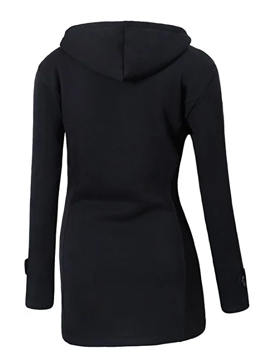 HOT 2019 Europe design women's hooded wool thick blended classic horn buckle Package buttocks coat jacket cotton-padded clothes