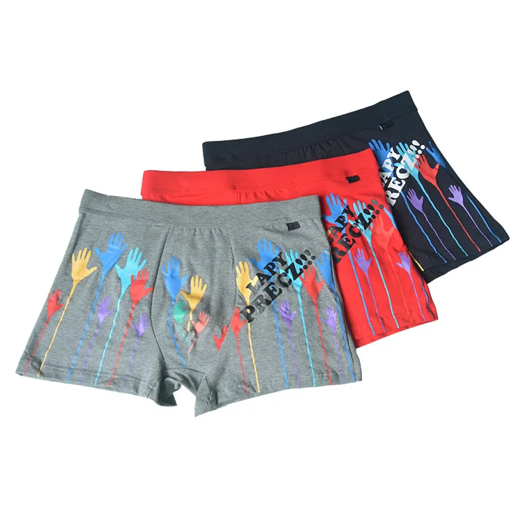 3pcs/lot Graphic Mens Underwear Stretchy Cotton Boxers Quality
