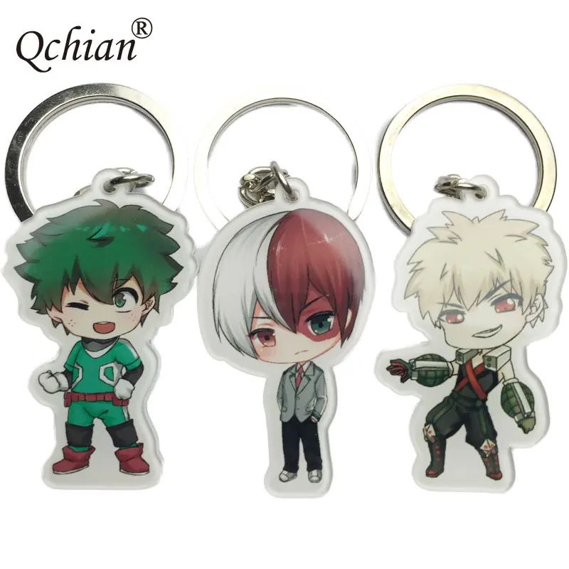 

fashion lychee Lovely Cartoon Anime New Boku No Hero Academia My Hero Academia Keychain Acrylic Key Ring Charms Gift for Men
