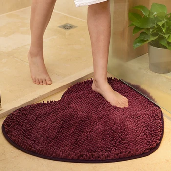 

Heart Shaped Microfiber Chenille Carpet Shower Floor Bathroom Bath Rug Non Slip Living Room Bedroom Floor Mat