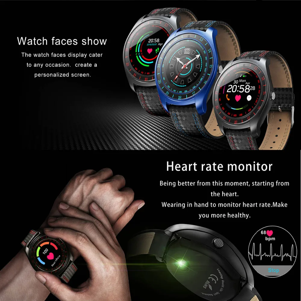 Bluetooth Smartwatch для Huawei Honor 9i Play 10 V10 9 6A P8 Lite умные часы с шагомером пульсометром SIM