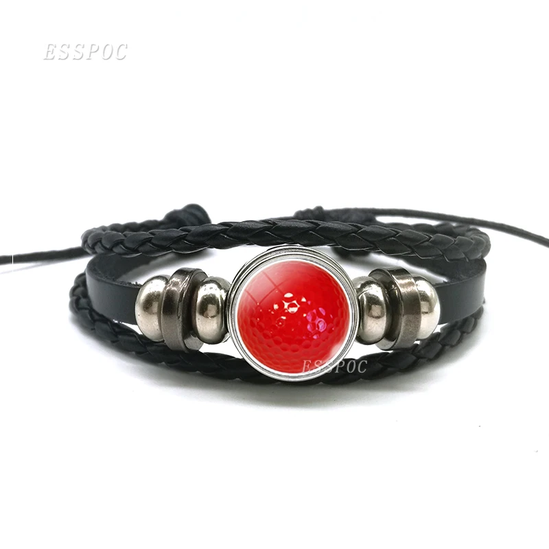 Модный Шарм Кожаный браслет футбол теннисный браслет футбол стеклянные купольные украшения мужские черные ПУ кожаный браслет - Окраска металла: as show