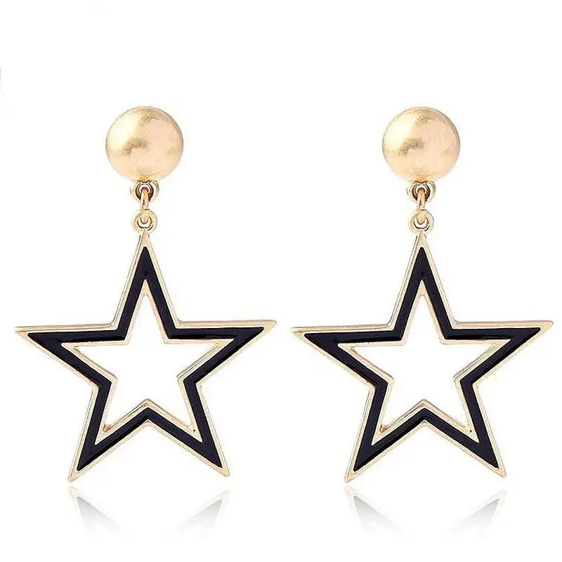 

European Fashion Metal Jewelry Geometric Hollow Star Stud Earrings