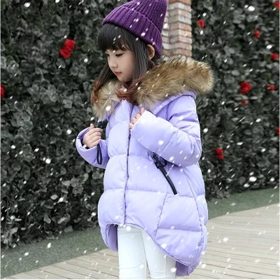 new girls wear winter coat jacket in the long section of children girls thickened cotton