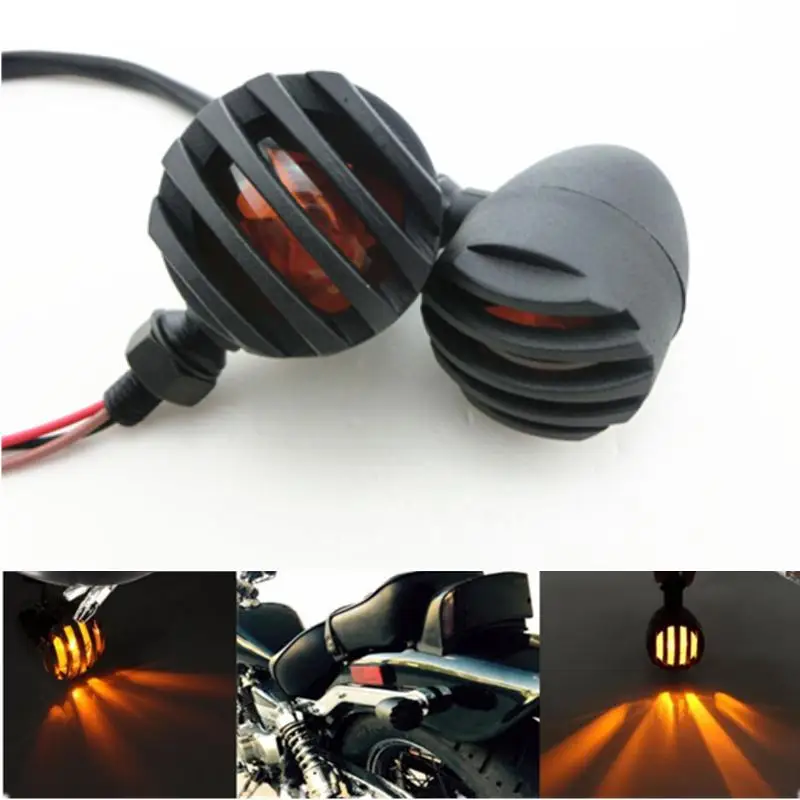 

2 Packed Vintage Motorcycle Tail Light Round Shape LED Tail Brake Light For Harley Bobber Chopper