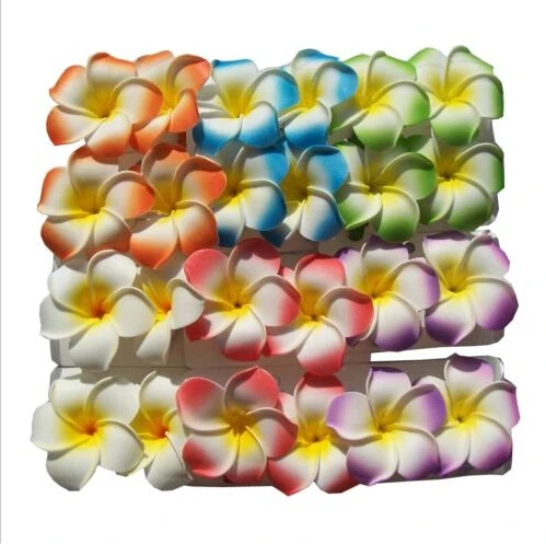 

12pcs mixed color Hawaiian Foam Flower Bridal Wedding Party Hair Clip White Plumeria 9cm dia for size
