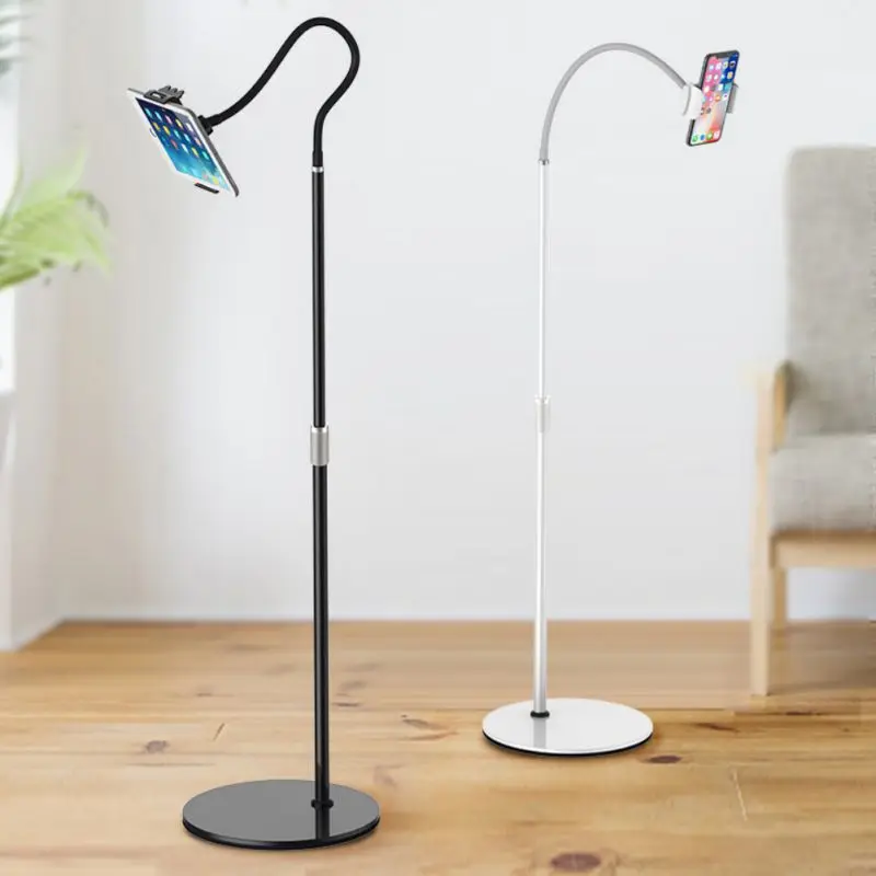

Carbon Steel ABS Adjustable Mobile Phone Bracket Floor Bed Lazy Flat Shelf Telescopic Computer Pure Metal Base Support Live